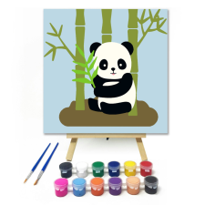 Számfestő.hu Aranyos Panda - gyerek számfestő készlet – 20×20 cm (Keretre feszítve) kreatív és készségfejlesztő