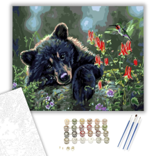 Számfestő.hu Bájos medve - számfestő készlet – 40×50 cm (Keretre feszítve) kreatív és készségfejlesztő
