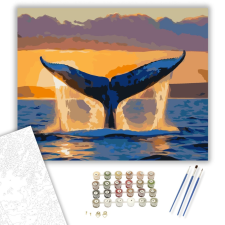 Számfestő.hu Bálna Farokuszonya Naplementében - számfestő készlet – 40×50 cm (Keretre feszítve) kreatív és készségfejlesztő