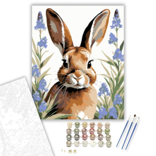 Számfestő.hu Barna Nyuszi Levendulával - számfestő készlet – 40×50 cm (Keretre feszítve) kreatív és készségfejlesztő