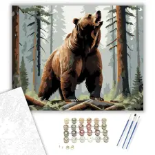 Számfestő.hu Barnamedve az Erdő Mélyén - számfestő készlet – 50×60 cm (Keretre feszítve) kreatív és készségfejlesztő