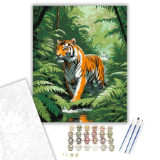 Számfestő.hu Bengáli Tigris a Dzsungelben - számfestő készlet – 40×50 cm (Keretre feszítve) kreatív és készségfejlesztő