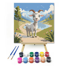 Számfestő.hu Boldog kecske baby - gyerek számfestő készlet – 20×20 cm (Keretre feszítve) kreatív és készségfejlesztő