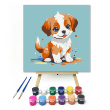 Számfestő.hu Boldog kiskutya - gyerek számfestő készlet – 40×40 cm (Keret nélkül) kreatív és készségfejlesztő