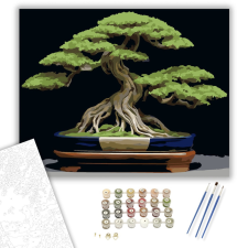 Számfestő.hu Bonsai Fa Kék Edényben - számfestő készlet – 40×50 cm (Keretre feszítve) kreatív és készségfejlesztő