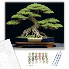 Számfestő.hu Bonsai Fa Kék Edényben - számfestő készlet – 50×60 cm (Keret nélkül) kreatív és készségfejlesztő