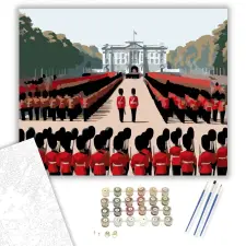 Számfestő.hu Buckingham Palota Őrségváltás - számfestő készlet – 80×100 cm (Keretre feszítve) kreatív és készségfejlesztő