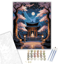 Számfestő.hu Buddha a Cseresznyevirágos Templomban - számfestő készlet – 40×50 cm (Keretre feszítve) kreatív és készségfejlesztő