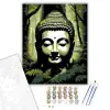 Számfestő.hu Buddha Fej és Páfrányok Zen Kertben - számfestő készlet – 60×70 cm (Keretre feszítve)