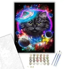 Számfestő.hu Cica a galaxisban - számfestő készlet – 60×70 cm (Keret nélkül) kreatív és készségfejlesztő