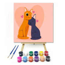 Számfestő.hu Cica szerelem - gyerek számfestő készlet – 20×20 cm (Keretre feszítve) kreatív és készségfejlesztő