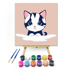 Számfestő.hu Cicus a felhőn - gyerek számfestő készlet – 40×40 cm (Keretre feszítve) kreatív és készségfejlesztő