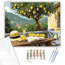 Számfestő.hu Citromfa a Teraszon - számfestő készlet – 80×100 cm (Keretre feszítve) kreatív és készségfejlesztő
