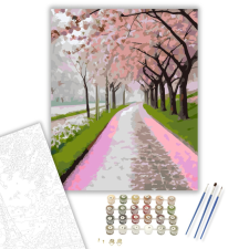 Számfestő.hu Cseresznyevirágok Tavaszi Sétaút - számfestő készlet – 40×50 cm (Keretre feszítve) kreatív és készségfejlesztő