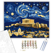 Számfestő.hu Csillagos Éjszaka Akropolisz Felett - számfestő készlet – 40×50 cm (Keretre feszítve) kreatív és készségfejlesztő