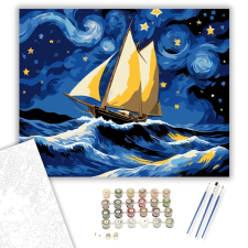 Számfestő.hu Csillagos Éjszakai Hajózás - számfestő készlet – 60×70 cm (Keretre feszítve) kreatív és készségfejlesztő