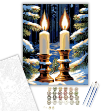 Számfestő.hu Csillogó Téli Gyertyafény - számfestő készlet – 40×50 cm (Keretre feszítve) kreatív és készségfejlesztő