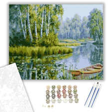 Számfestő.hu Csónak az Erdei Tavon - számfestő készlet – 40×50 cm (Keretre feszítve) kreatív és készségfejlesztő