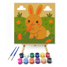 Számfestő.hu Cuki Nyuszi Répával - gyerek számfestő készlet – 20×20 cm (Keretre feszítve) kreatív és készségfejlesztő