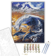 Számfestő.hu Delfinek a hullámban - számfestő készlet – 40×50 cm (Keretre feszítve) kreatív és készségfejlesztő
