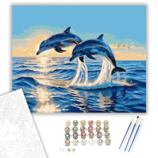 Számfestő.hu Delfinek a Naplementében - számfestő készlet – 80×100 cm (Keret nélkül) kreatív és készségfejlesztő