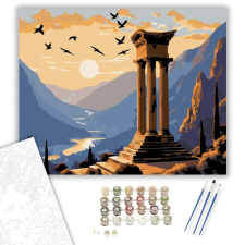 Számfestő.hu Delphi Templomának Sziluettje Naplementében - számfestő készlet – 50×60 cm (Keret nélkül) kreatív és készségfejlesztő