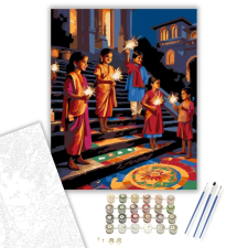 Számfestő.hu Diwali Éjszaka Gyerekekkel - számfestő készlet – 60×70 cm (Keretre feszítve) kreatív és készségfejlesztő