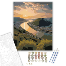 Számfestő.hu Dunakanyar Naplementében - számfestő készlet – 40×50 cm (Keretre feszítve) kreatív és készségfejlesztő
