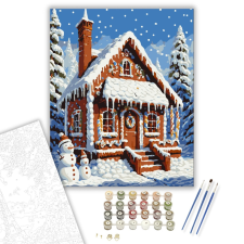 Számfestő.hu Édesség Házikó - számfestő készlet – 40×50 cm (Keretre feszítve) kreatív és készségfejlesztő