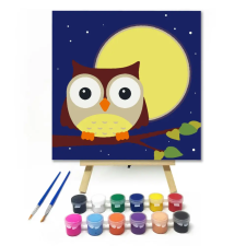 Számfestő.hu Éjjeli Bagoly - gyerek számfestő készlet – 30×30 cm (Keretre feszítve) kreatív és készségfejlesztő