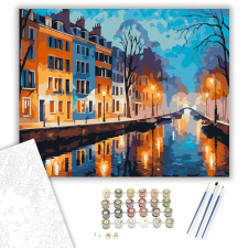 Számfestő.hu Éjszakai Csatorna Reflekciók - számfestő készlet – 50×60 cm (Keret nélkül) kreatív és készségfejlesztő