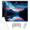 Számfestő.hu Éjszakai Hegyi Tó és Spirálgalaxis - számfestő készlet – 50×60 cm (Keretre feszítve)