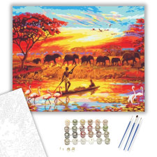 Számfestő.hu Elefántcsorda - számfestő készlet – 40×50 cm (Keretre feszítve) kreatív és készségfejlesztő