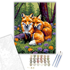 Számfestő.hu Erdei Rókák Harmóniája - számfestő készlet – 40×50 cm (Keretre feszítve) kreatív és készségfejlesztő