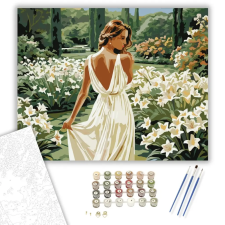 Számfestő.hu Fehér Liliomok Kertjében - számfestő készlet – 60×70 cm (Keret nélkül) kreatív és készségfejlesztő