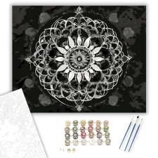 Számfestő.hu Fehér Mandala Kőhatással - számfestő készlet – 80×100 cm (Keretre feszítve) kreatív és készségfejlesztő