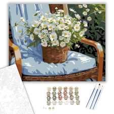 Számfestő.hu Fehér Margaréták Kerti Székben - számfestő készlet – 40×50 cm (Keretre feszítve) kreatív és készségfejlesztő