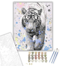 Számfestő.hu Fehér Tigris - számfestő készlet – 50×60 cm (Keretre feszítve) kreatív és készségfejlesztő