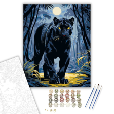 Számfestő.hu Fekete Párduc a Dzsungelben - számfestő készlet – 40×50 cm (Keretre feszítve) kreatív és készségfejlesztő