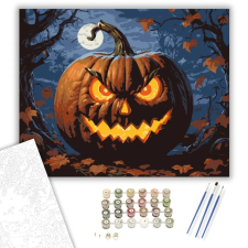 Számfestő.hu Fénylő szörnyeteg töklámpás - számfestő készlet – 50×60 cm (Keretre feszítve) kreatív és készségfejlesztő