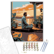 Számfestő.hu Férfi Jóga Pózban Naplementében - számfestő készlet – 40×50 cm (Keretre feszítve) kreatív és készségfejlesztő