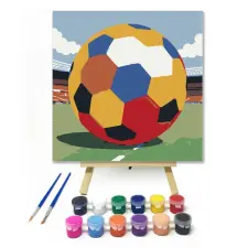 Számfestő.hu Focilabda 2 - gyerek számfestő készlet – 40×40 cm (Keretre feszítve) kreatív és készségfejlesztő