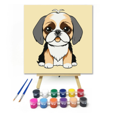 Számfestő.hu Foltos kis kedvenc - gyerek számfestő készlet – 20×20 cm (Keretre feszítve) kreatív és készségfejlesztő