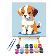 Számfestő.hu Foltos kutyus - gyerek számfestő készlet – 20×20 cm (Keretre feszítve) kreatív és készségfejlesztő