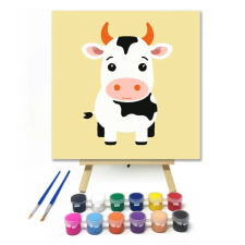 Számfestő.hu Foltos tehénke - gyerek számfestő készlet – 30×30 cm (Keretre feszítve) kreatív és készségfejlesztő