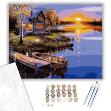 Számfestő.hu Folyóparti Ház - számfestő készlet – 40×50 cm (Keretre feszítve) kreatív és készségfejlesztő