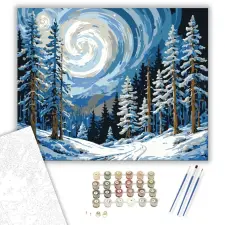 Számfestő.hu Forgó Téli Éjszaka - számfestő készlet – 50×60 cm (Keret nélkül) kreatív és készségfejlesztő