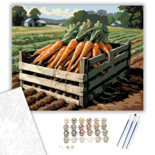 Számfestő.hu Frissen Szedett Répák Faládában - számfestő készlet – 80×100 cm (Keret nélkül) kreatív és készségfejlesztő