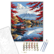 Számfestő.hu Fuji Hegy Őszi Tóparttal - számfestő készlet – 40×50 cm (Keretre feszítve) kreatív és készségfejlesztő