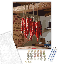 Számfestő.hu Fűszerpaprika Konyhai Dekoráció - számfestő készlet – 40×50 cm (Keretre feszítve) kreatív és készségfejlesztő